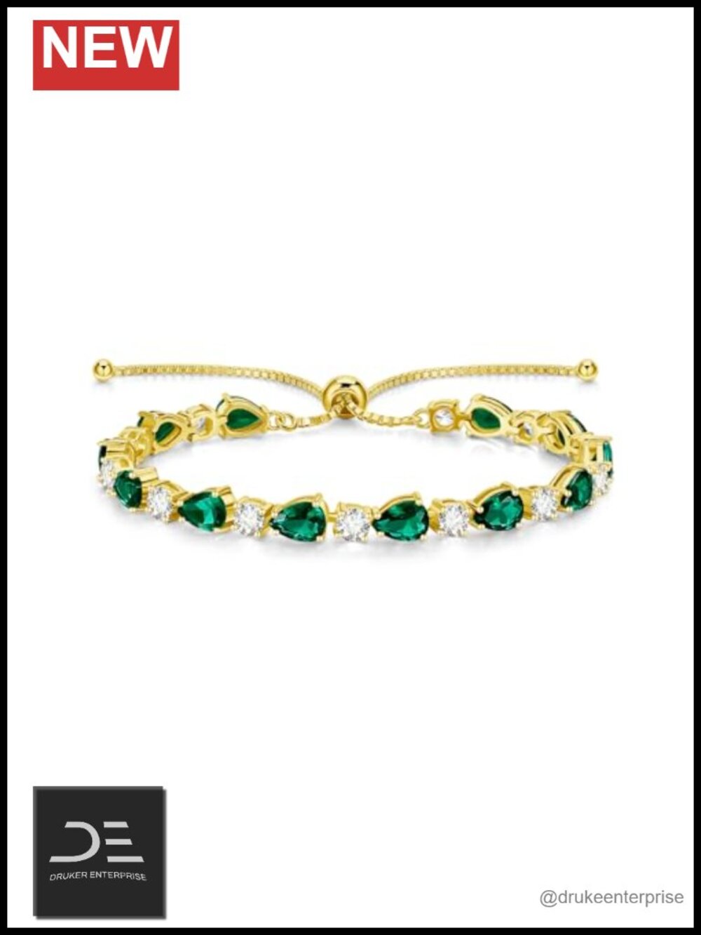14K Gold Plated 925 Sterling Silver Tennis Bracelet Adjustable Bolo